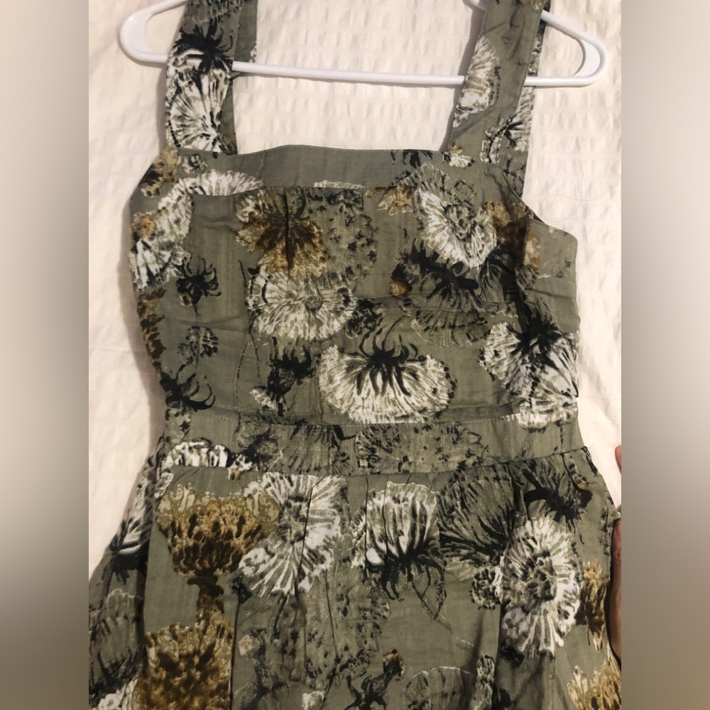 NWT Sage Green Floral Boho Maxi Flowy Cotton Dress sleeveless and back tie - Picture 9 of 12